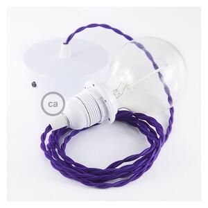 Creative cables Závěsné svítidlo pro stínidla s fialovým zkrouceným hedvábným textilním kabelem TM14 Velikost: 50 cm, Barva: Chrom, Montáž: Udělej Si Sám Sada