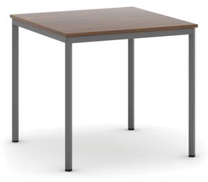 Jídelní stůl, 800 x 800 mm, deska ořech, podnož tm. šedá