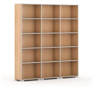 Knihovna SILVER LINE, buk, 3 sloupce, 1865 x 1800 x 400 mm