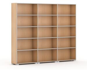 Knihovna SILVER LINE, buk, 3 sloupce, 1865 x 2400 x 400 mm