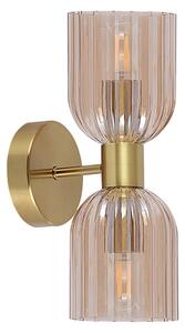 Nástěnná lampa PIEGA 2xE14/10W/230V mosaz/kouřová béžová