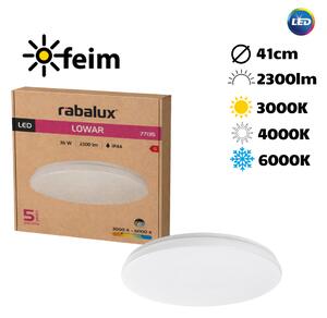 RABALUX 77135 Lowar venkovní stropní svítidlo D410mm LED 36W/2300lm 3000+4000+6000K IP44 bílá