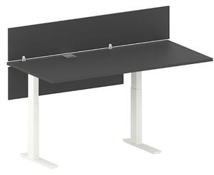 Výškově nastavitelný pracovní stůl FUTURE, 1700 x 800 x 675-1325 mm, s paravanem, bílá/grafitová