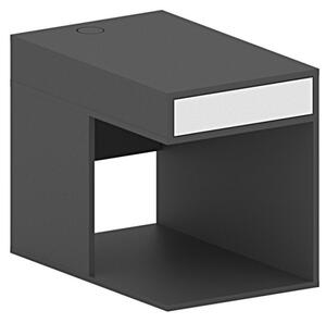 Kancelářský kontejner na PC pro stoly FUTURE s paravanem, 1 zásuvka, bílá/grafitová