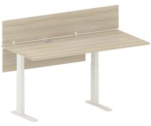Výškově nastavitelný pracovní stůl FUTURE, 1700 x 800 x 735-1235 mm, s paravanem, bílá/dub