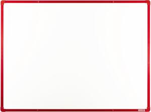Bílá magnetická popisovací tabule s keramickým povrchem boardOK, 1200 x 900 mm, červený rám