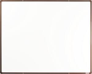 Bílá magnetická popisovací tabule s keramickým povrchem boardOK, 1500 x 1200 mm, hnědý rám