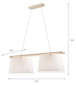 Lustr na lanku AIDA 2xE27/60W/230V pr. 35 cm dub/bílá