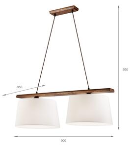 Lustr na lanku AIDA 2xE27/60W/230V pr. 35 cm dub/ořech