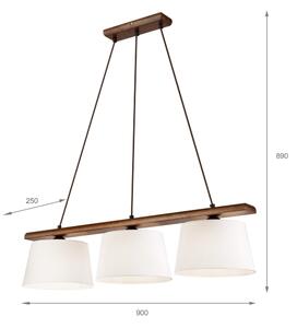 Lustr na lanku AIDA 3xE27/60W/230V pr. 25 cm dub/ořech