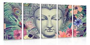5-dílný obraz Buddha na exotickém pozadí