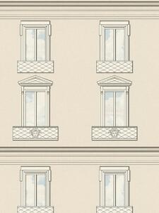 A.S. Création | Vliesová tapeta na zeď Versace 6 79132-2 | 0,53 x 10,05 m | bílá, krémová, šedá, černá, tyrkysová