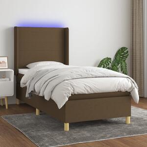 Box spring postel s matrací a LED tmavě hnědá 80x200 cm textil 3138672