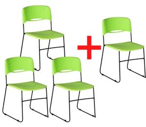 Plastová židle SQUARE 3+1 ZDARMA, zelená