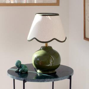 PR Home stolní lampa Nell, mechově zelená, keramika, výška 34 cm, E27, Zelená, Obývací pokoj / jídelna, Keramika, Venkovský / rustikální