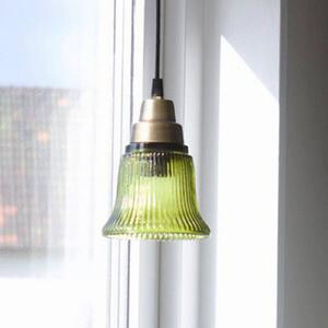 PR Home závěsné světlo Emmi, zelená/mosaz, sklo, zástrčka, E27, Zelená, Obývací pokoj / jídelna, Sklo, Vintage