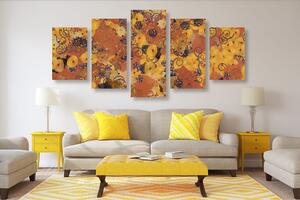 5-dílný obraz abstrakce inspirovaná G. Klimtem Varianta: 100x50