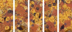 5-dílný obraz abstrakce inspirovaná G. Klimtem Varianta: 100x50