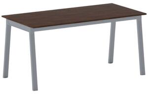 Kancelářský pracovní stůl PRIMO BASIC, šedostříbrná podnož, 1600 x 800 mm, ořech