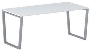 Kancelářský stůl PRIMO IMPRESS, šedostříbrná podnož, 1800 x 900 mm, bílá