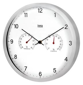 Teesa TSA0049 Nástěnné hodiny s teploměrem a vlhkoměrem 30 cm, stříbrné