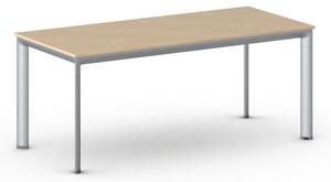 Kancelářský stůl PRIMO INVITATION, šedostříbrná podnož 1800 x 800 mm, dub přírodní
