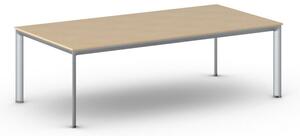 Kancelářský stůl PRIMO INVITATION, šedostříbrná podnož 2400 x 1200 mm, ořech