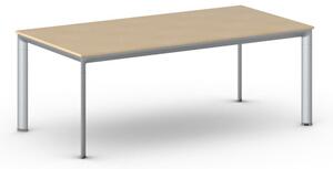 Kancelářský stůl PRIMO INVITATION, šedostříbrná podnož 2000 x 1000 mm, bílá