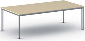 Kancelářský stůl PRIMO INVITATION, šedostříbrná podnož 2400 x 1200 mm, bříza