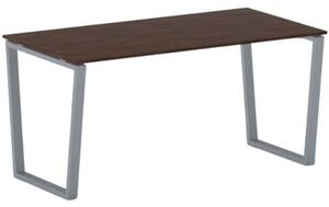 Kancelářský stůl PRIMO IMPRESS, šedostříbrná podnož, 1600 x 800 mm, ořech