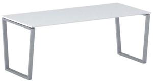 Kancelářský stůl PRIMO IMPRESS, šedostříbrná podnož, 2000 x 900 mm, bílá