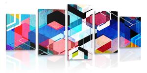 5-dílný obraz abstraktní geometrie