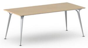 Kancelářský stůl PRIMO ALFA, šedostříbrná podnož, 2000 x 900 mm, buk