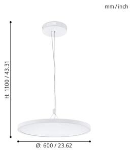 Eglo 33676 - LED RGBW Stm. lustr na lanku CERIGNOLA-C LED/32W/230V bílá + DO