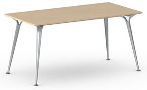 Kancelářský stůl PRIMO ALFA, šedostříbrná podnož, 1600 x 800 mm, buk