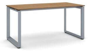 Kancelářský stůl PRIMO INSPIRE, šedostříbrná podnož, 1600 x 800 mm, ořech