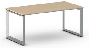 Kancelářský stůl PRIMO INSPIRE, šedostříbrná podnož, 1800 x 900 mm, ořech