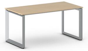 Kancelářský stůl PRIMO INSPIRE, šedostříbrná podnož, 1600 x 800 mm, dub přírodní