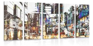 5-dílný obraz abstraktní panoráma města Varianta: 100x50