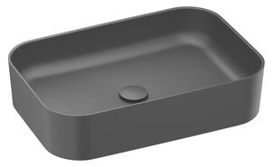 Umyvadlo na desku Ravak Ceramic Slim 55x37 cm černá mat bez otvoru pro baterii, bez přepadu XJX0D155001