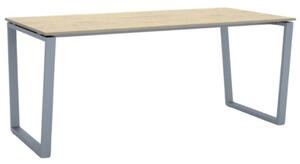 Kancelářský stůl PRIMO IMPRESS, šedostříbrná podnož, 1800 x 900 mm, dub přírodní