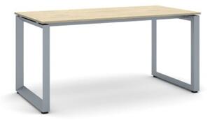 Kancelářský stůl PRIMO INSPIRE, šedostříbrná podnož, 1600 x 800 mm, dub přírodní