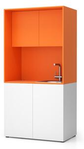 Kuchyňka NIKA se dřezem a baterií 1000 x 600 x 2000 mm, oranžová, pravé