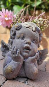 Bronzovo - hnědý antik květináč Anděl s křídly Bronie - 21*16*10 cm