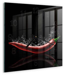 Skleněné hodiny na stěnu Chilli papričky zskc-30x30-00059099