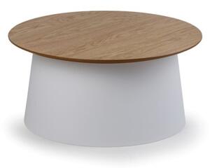 Plastový kávový stolek SETA s dřevěnou deskou, průměr 690 mm, bílý