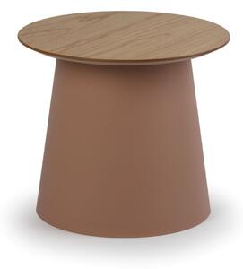Plastový kávový stolek SETA s dřevěnou deskou, průměr 490 mm, cihlový