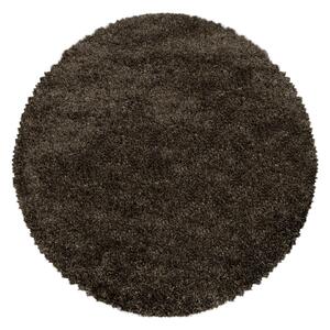 Tmavě hnědý kulatý koberec ø 80 cm Fluffy – Ayyildiz Carpets