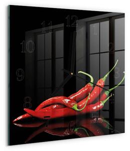 Skleněné hodiny na stěnu Chilli papričky zskc-30x30-00059165