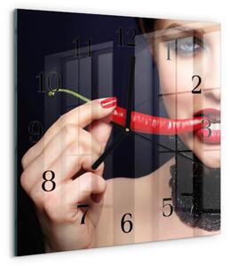 Skleněné hodiny na stěnu Chilli paprička zskc-30x30-00059285